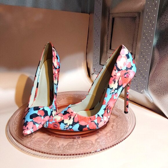 ASOS Fashion Frenzy Glam Party Floral Print High Heel Stilettos Women's Size 9.5 - Picture 2 of 5